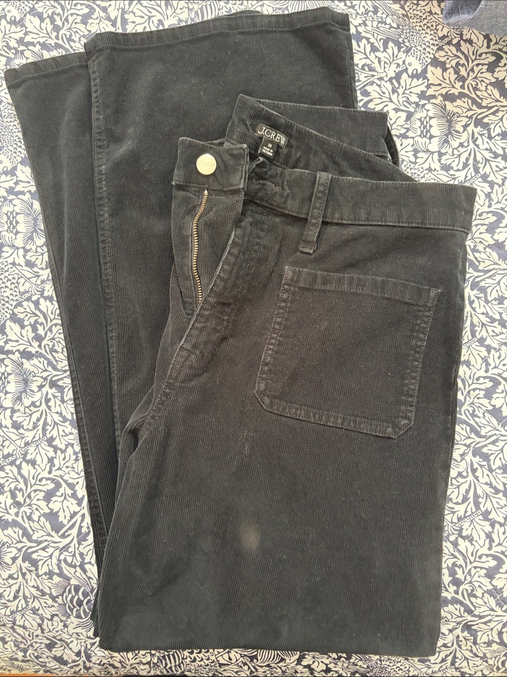 J. Crew Women’s Wide-Leg Black Corduroy Pants